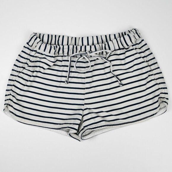 Sm J. Crew Linen Cream and Navy Striped Shorts - Picture 2 of 5